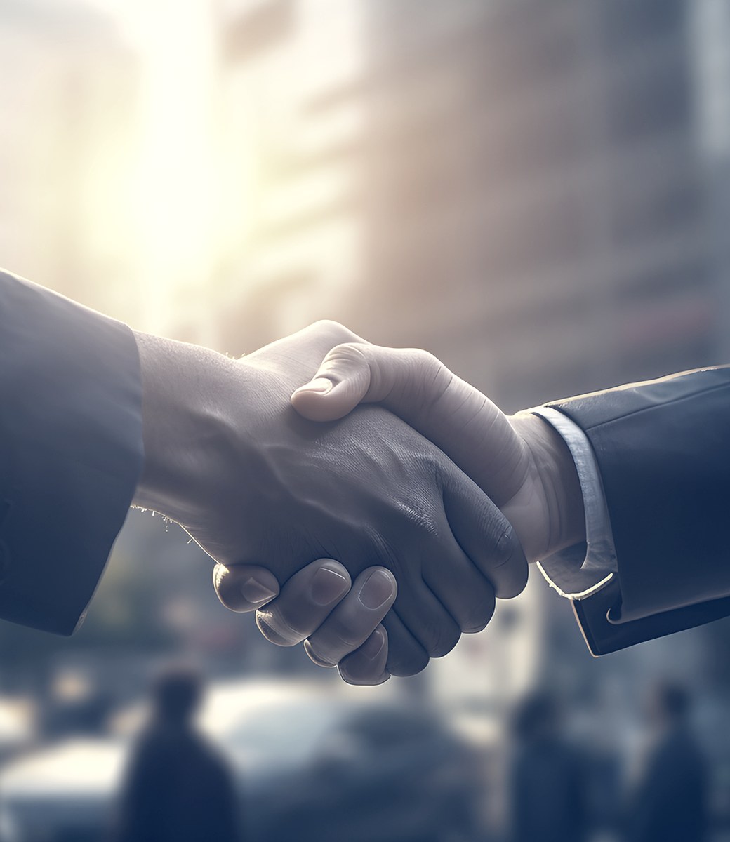 Attorney and client shaking hands after a resolved case
